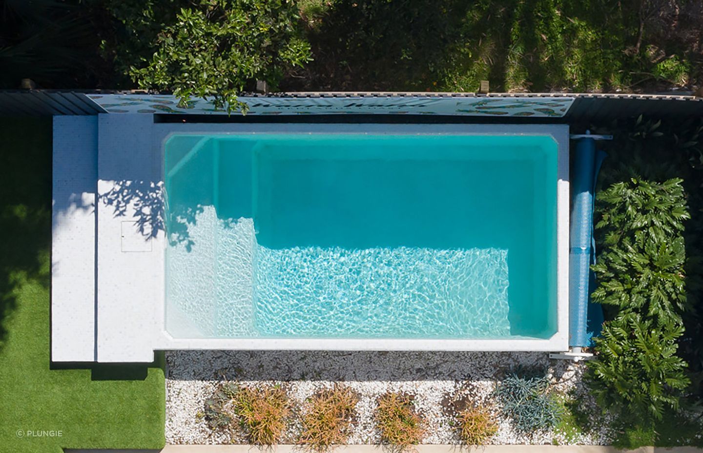 Size and proportion are key when it comes to bringing the right visual balance to an outdoor area with a pool, seen here with the Plungie Studio Pool by Plungie.
