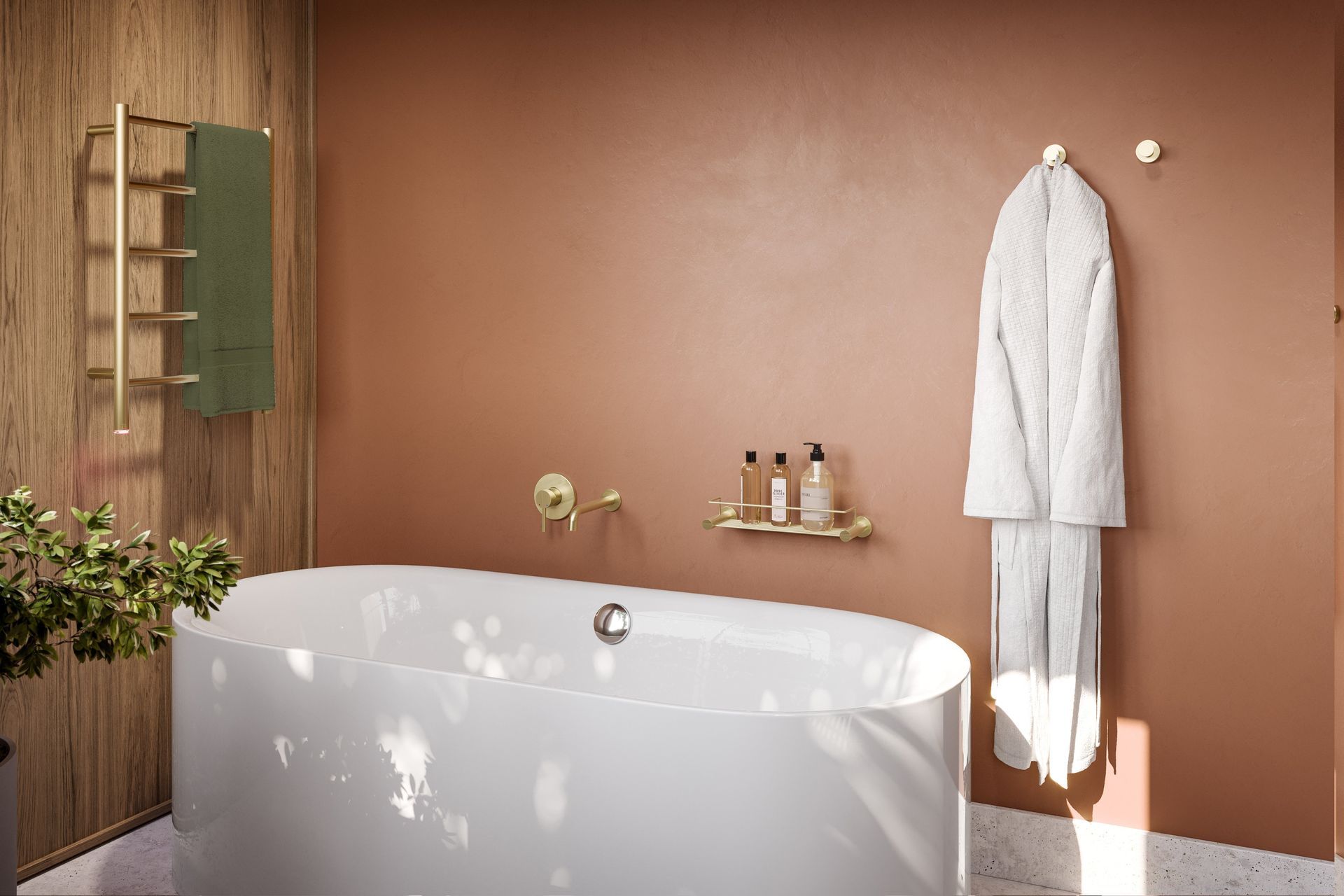 NATURAL 5 Bar 500mm Straight Heated Towel Rail with PTSelect Switch By Bathroom Butler