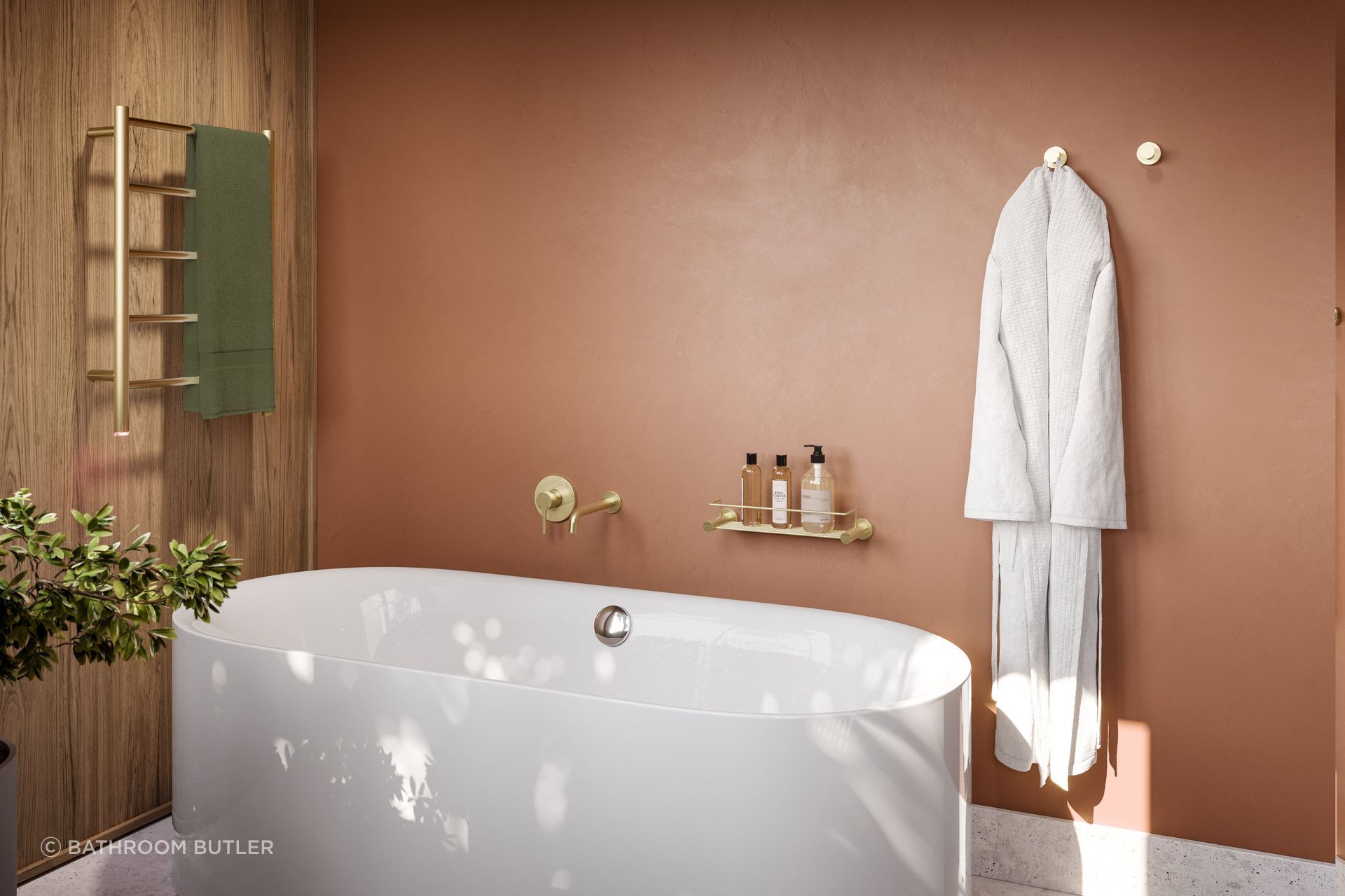 NATURAL 5 Bar 500mm Straight Heated Towel Rail with PTSelect Switch By Bathroom Butler