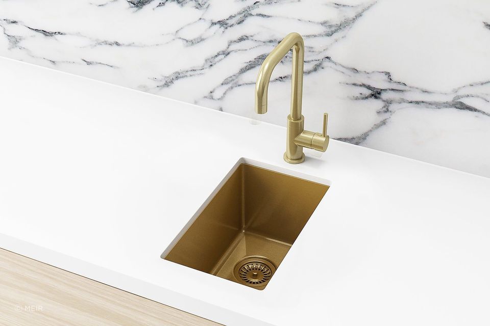 The Stainless Steel Single Bowl Bar Sink in Brushed Gold from Meir.