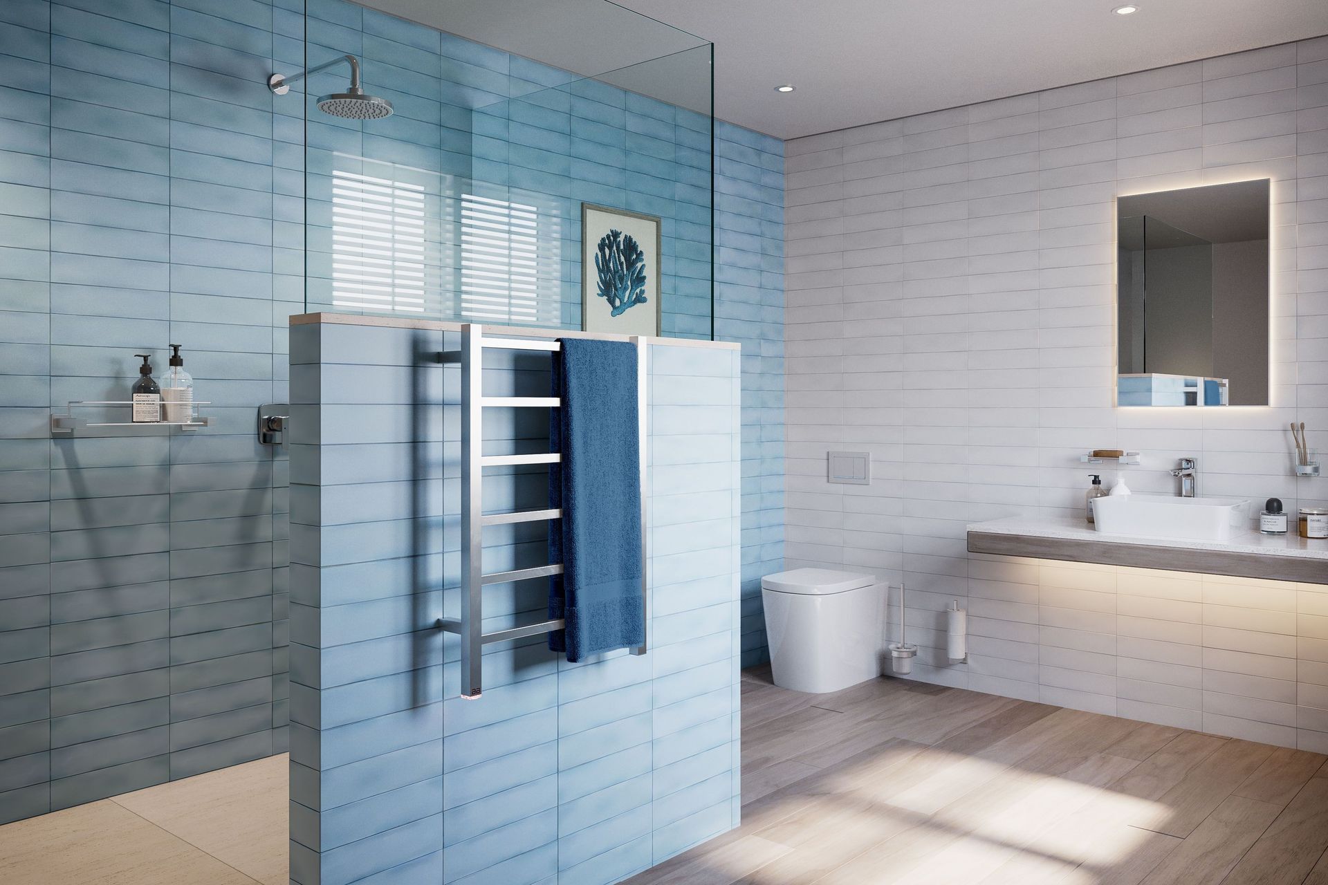 CUBIC 6 Bar 530mm Straight Heated Towel Rail with PTSelect Switch by Bathroom Butler