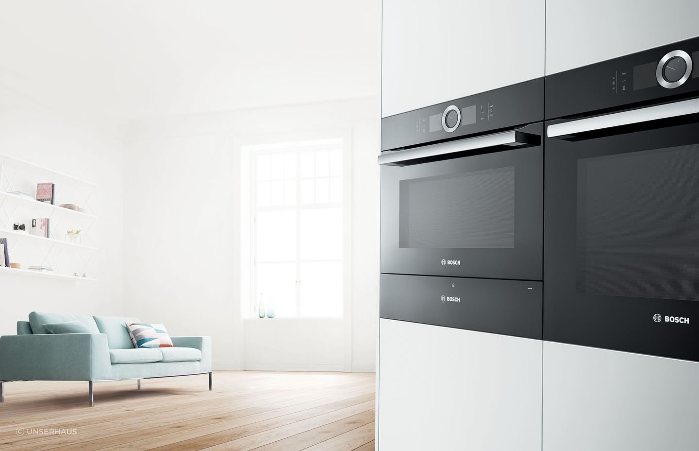 Combination ovens, like the Bosch Built-In Compact Oven with Microwave Function offer the best of both worlds.