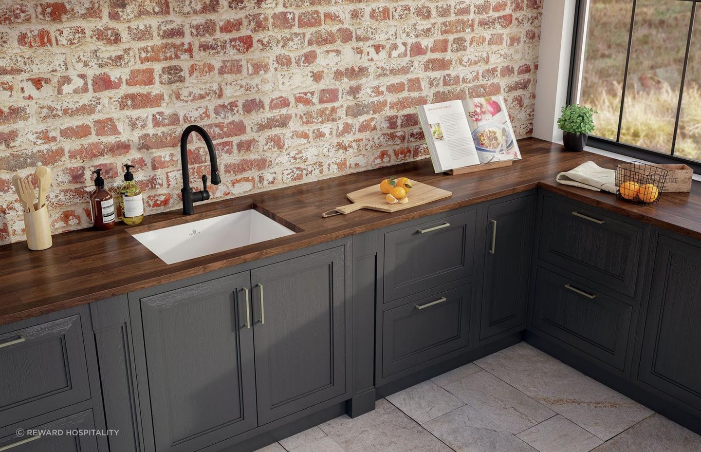 The Chambord Porcelain Single Sink shows how seamless the undermount style can be.