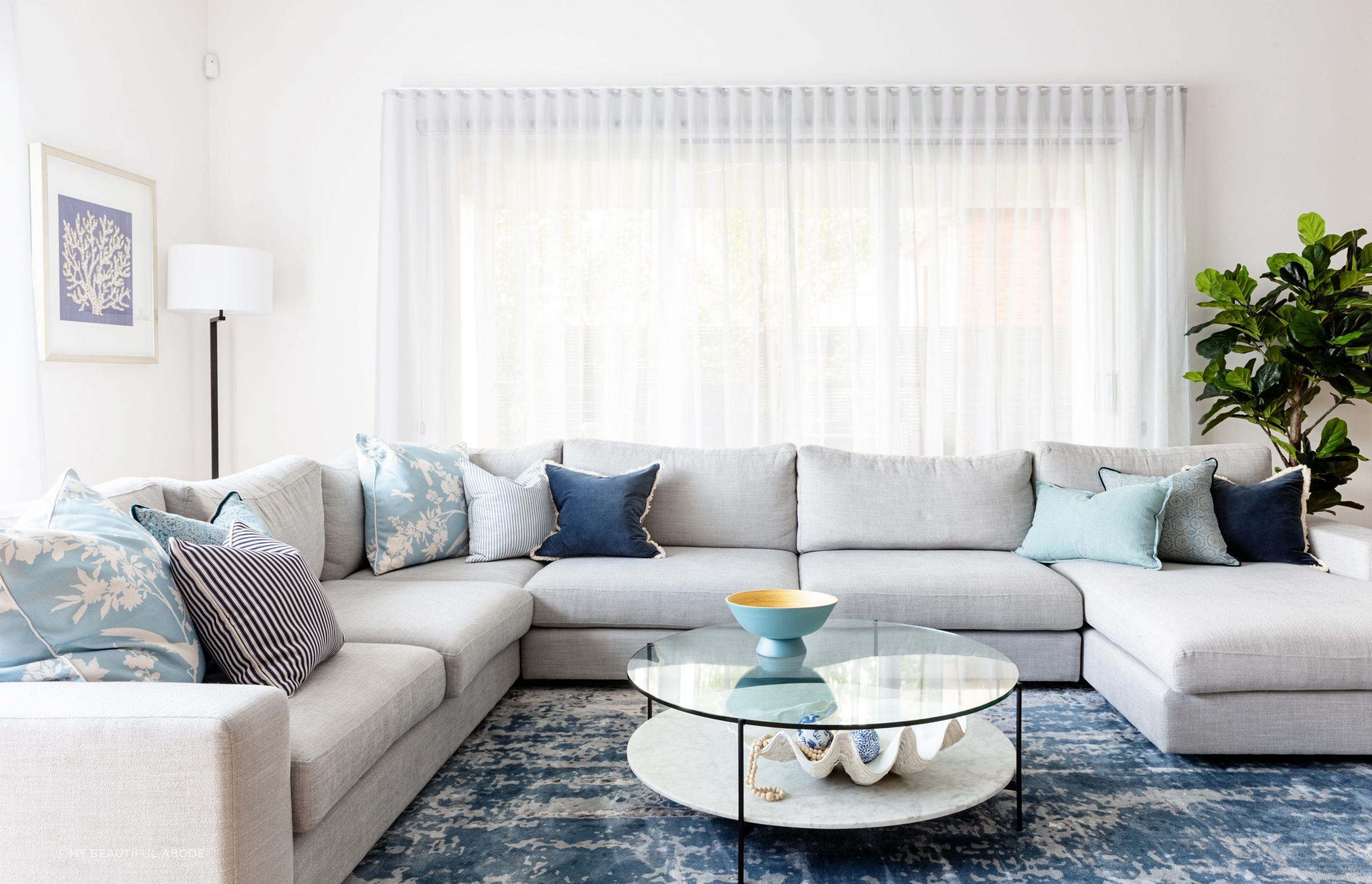 The interior trends of a Hampton style living room encapsulate bright, airy living. Project: Camberwell by My Beautiful Abode. Photography: Lisa Atkinson.