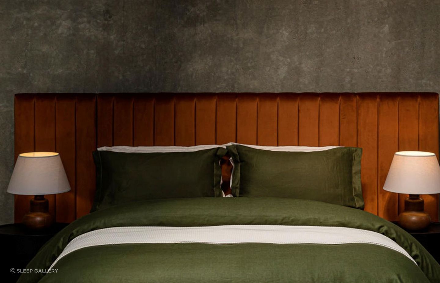 You can draw the eye with a punchy headboard like the Chicago Headboard from Sleep Gallery.