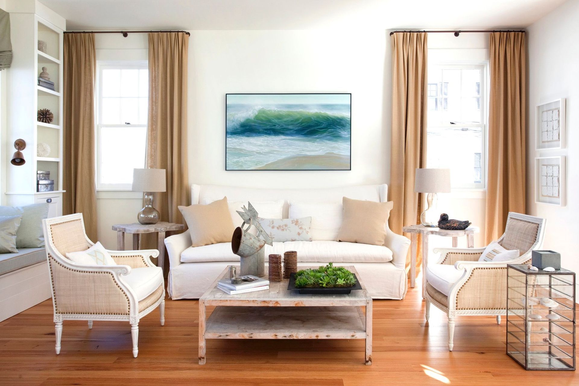 This exquisite coastal-inspired living room shows how an interior design style can tie everything together.