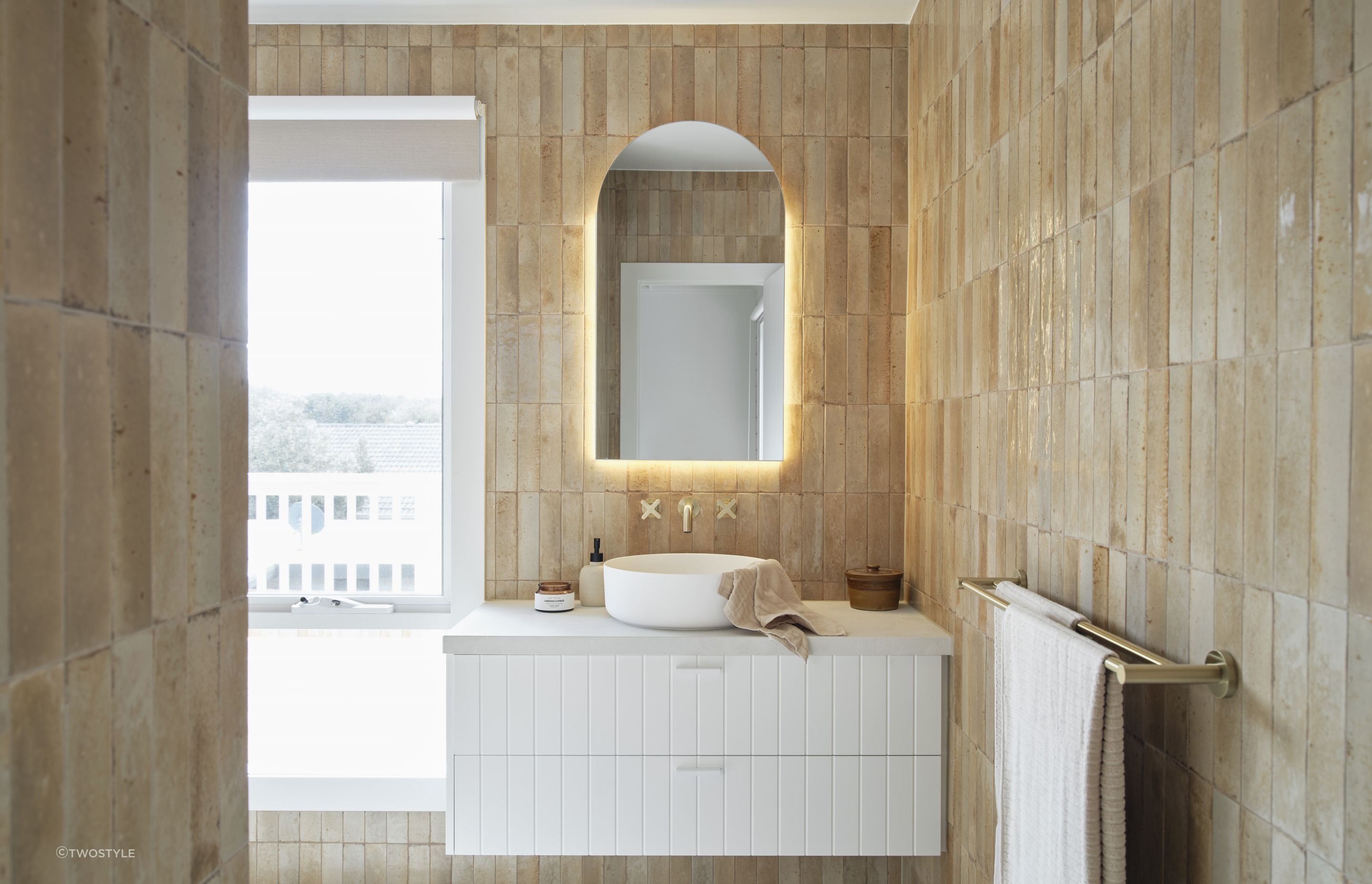 Brick coastal tiles set the foundation for many coastal style bathrooms.