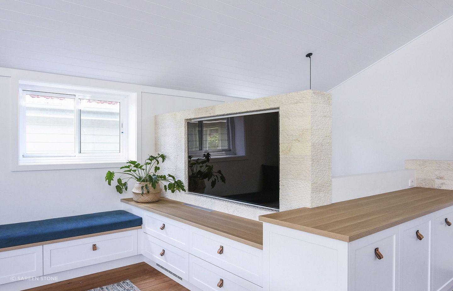 Cream wall cladding can transform an interior wall with a surprisingly soft-to-the-touch material. Featured product: Cascade Cream Wall Cladding.