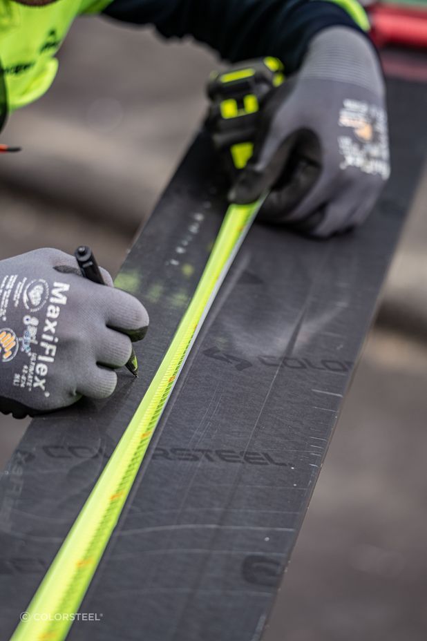 Genuine COLORSTEEL can be identified by the branding on the underside of the steel, and by branded protective film.