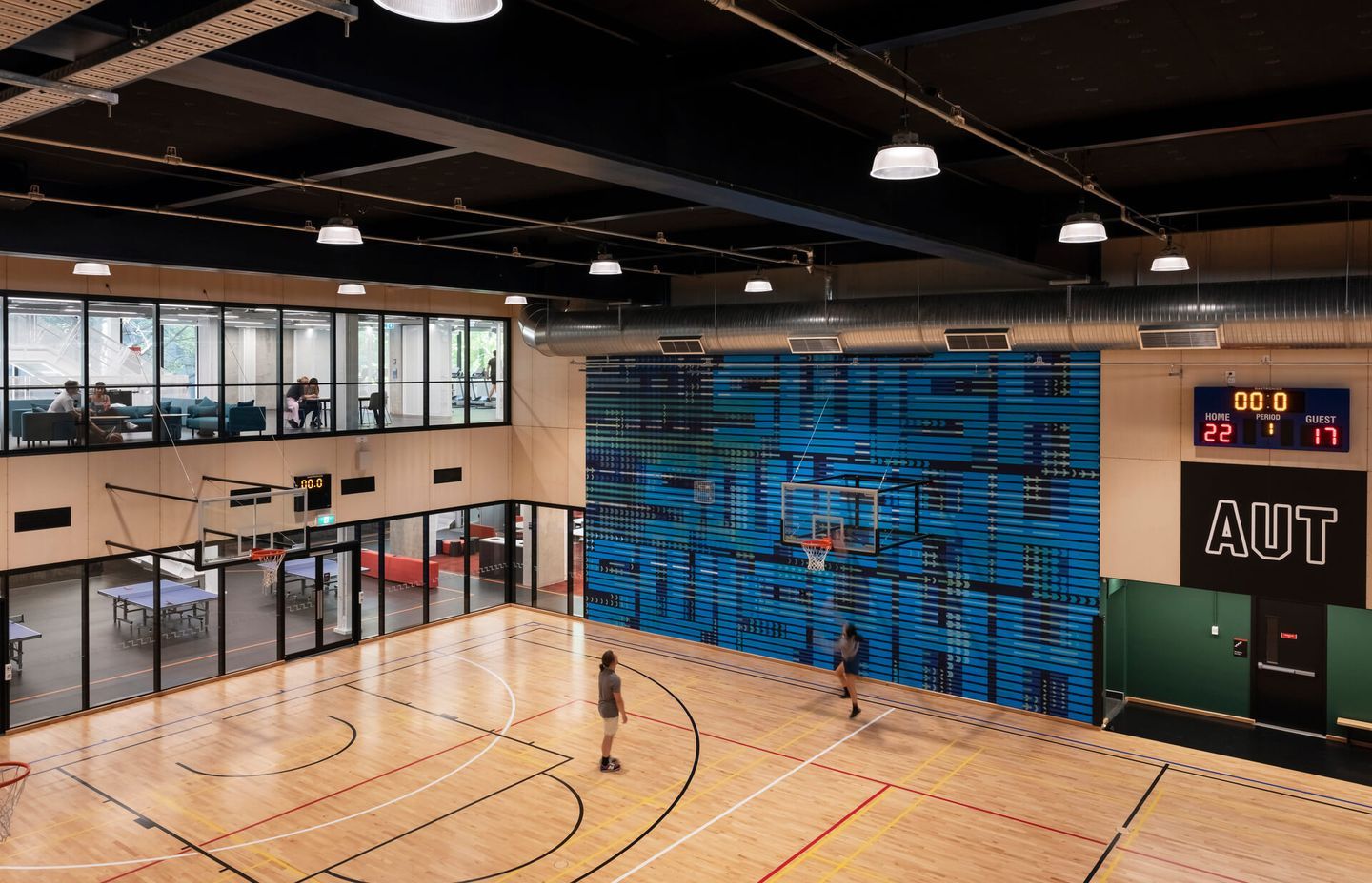 CustomCoat was the process of choice for acoustics specialists Asona, when they fabricated and installed veneered panels at the Sports Hall at AUT’s Te Āhuru Recreation Centre.