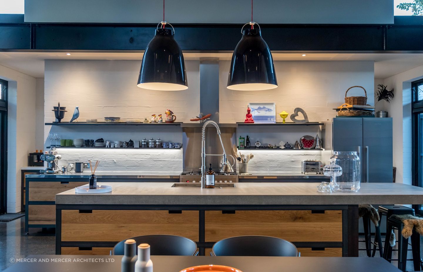 A great example of the industrial aesthetic in this modern city home.