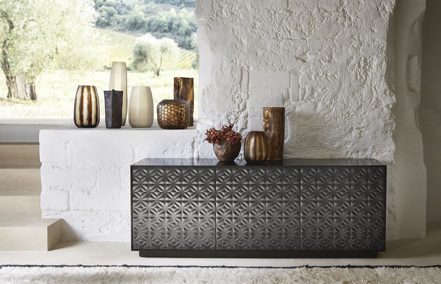 The beautiful patterned panels of the Echo Cupboard by Marcel Wanders are completely captivating.