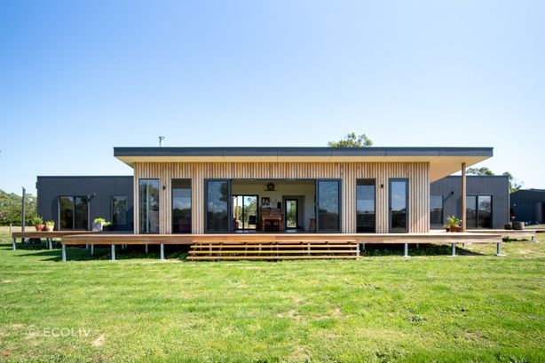 The energy-efficient stylish design of the Riverland Project by ECOLIV produces its own power with a PV solar array and battery storage