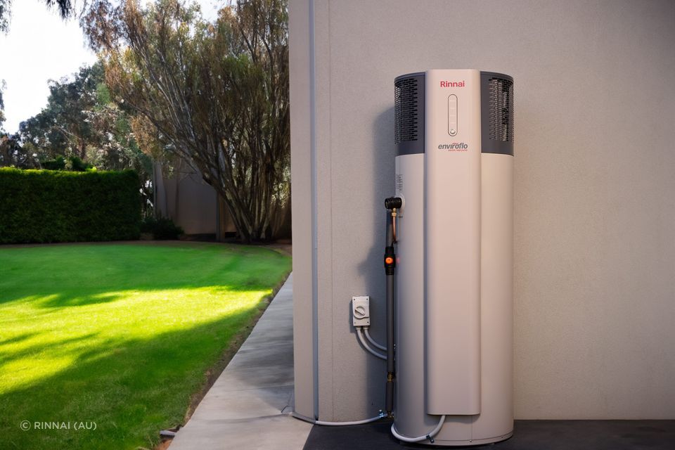 The Rinnai Enviroflo electric integrated heat pump hot water system is designed for superior energy efficiency.
