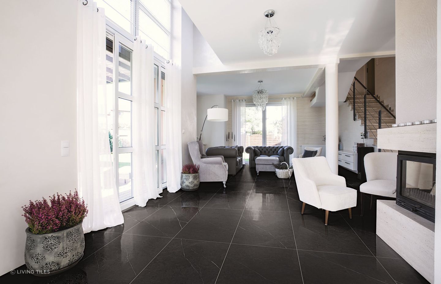 Tiles can be used in kitchens, bathrooms and living areas.