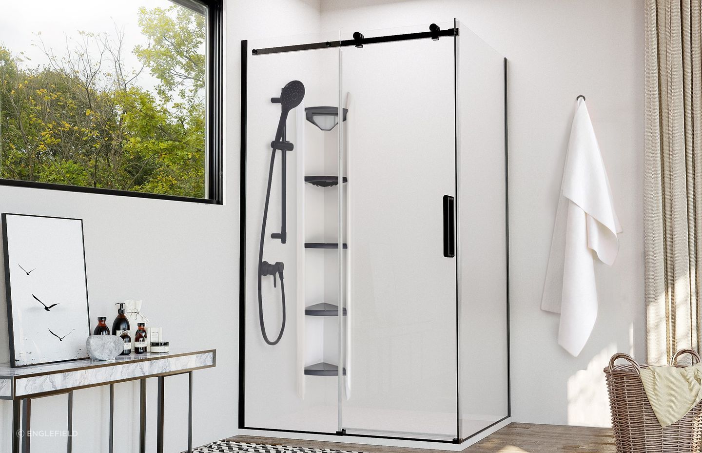 A high-quality shower enclosure like the Evora Frameless Shower offers a cosy and luxurious showering experience.