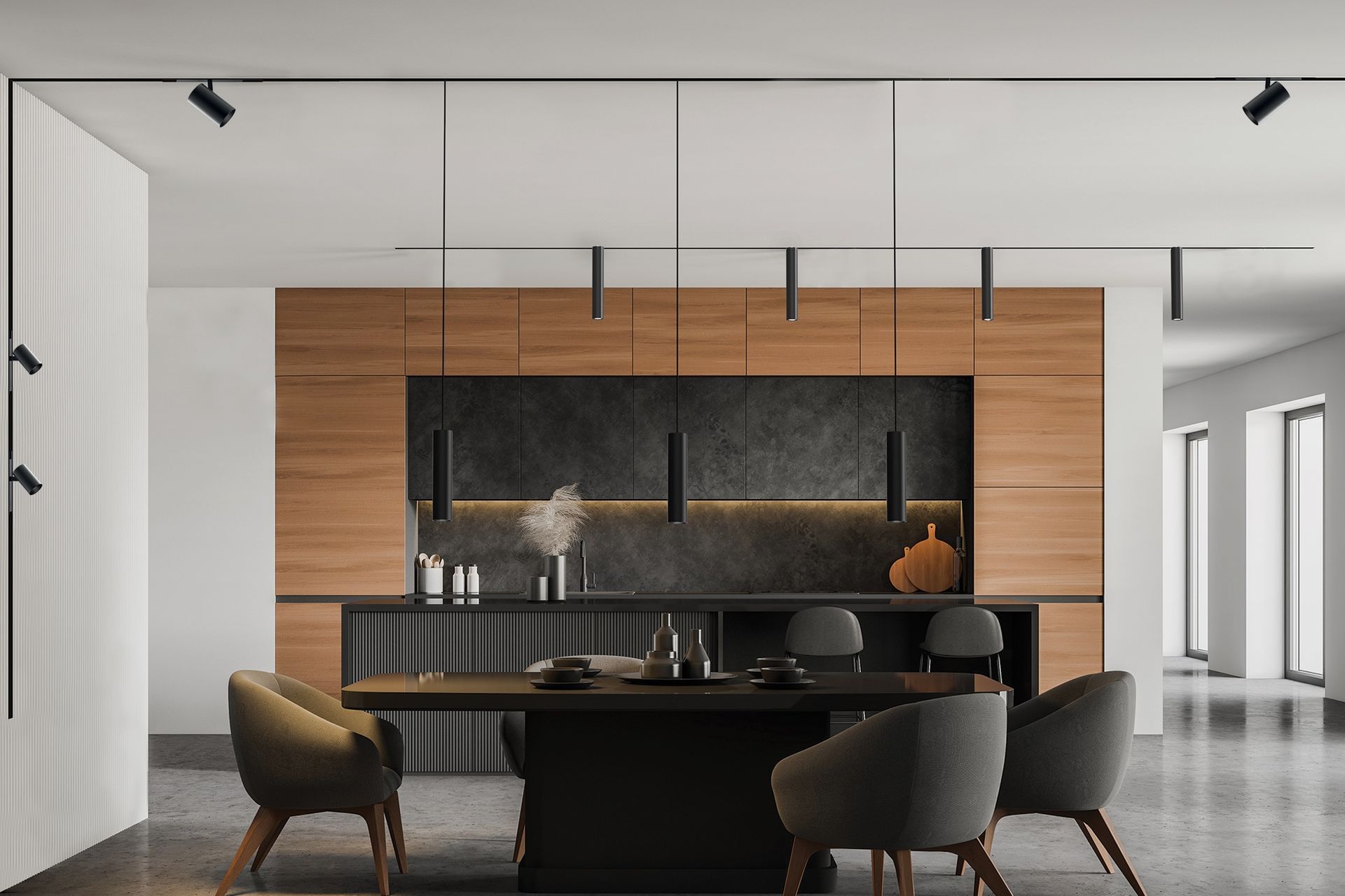 Industrial form meets elegant design with the Forty Eight Linear and Track Light System.