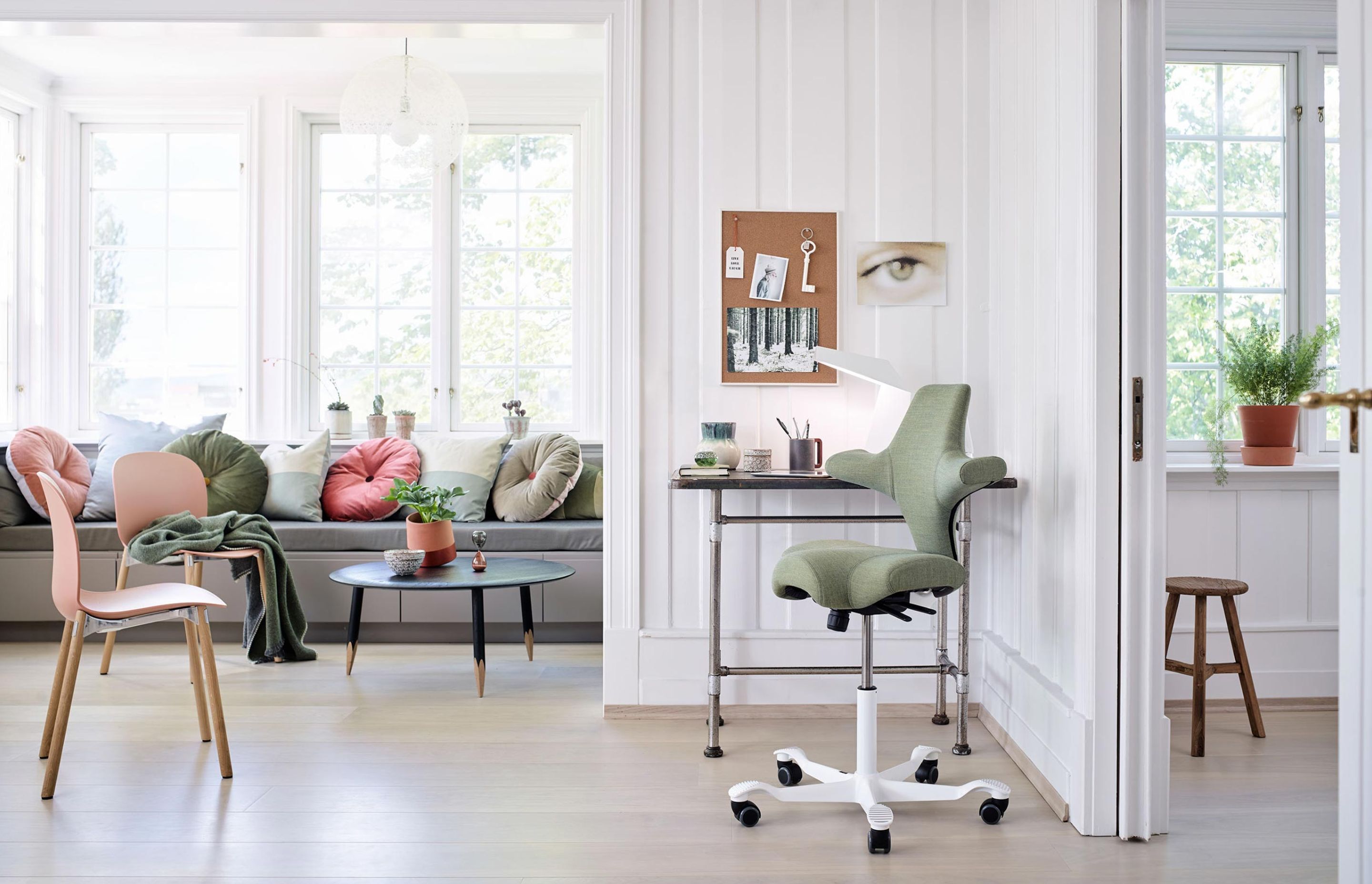 A calming traditionally Scandinavian home, featuring the HÅG Capisco &amp; RBM Noor chairs