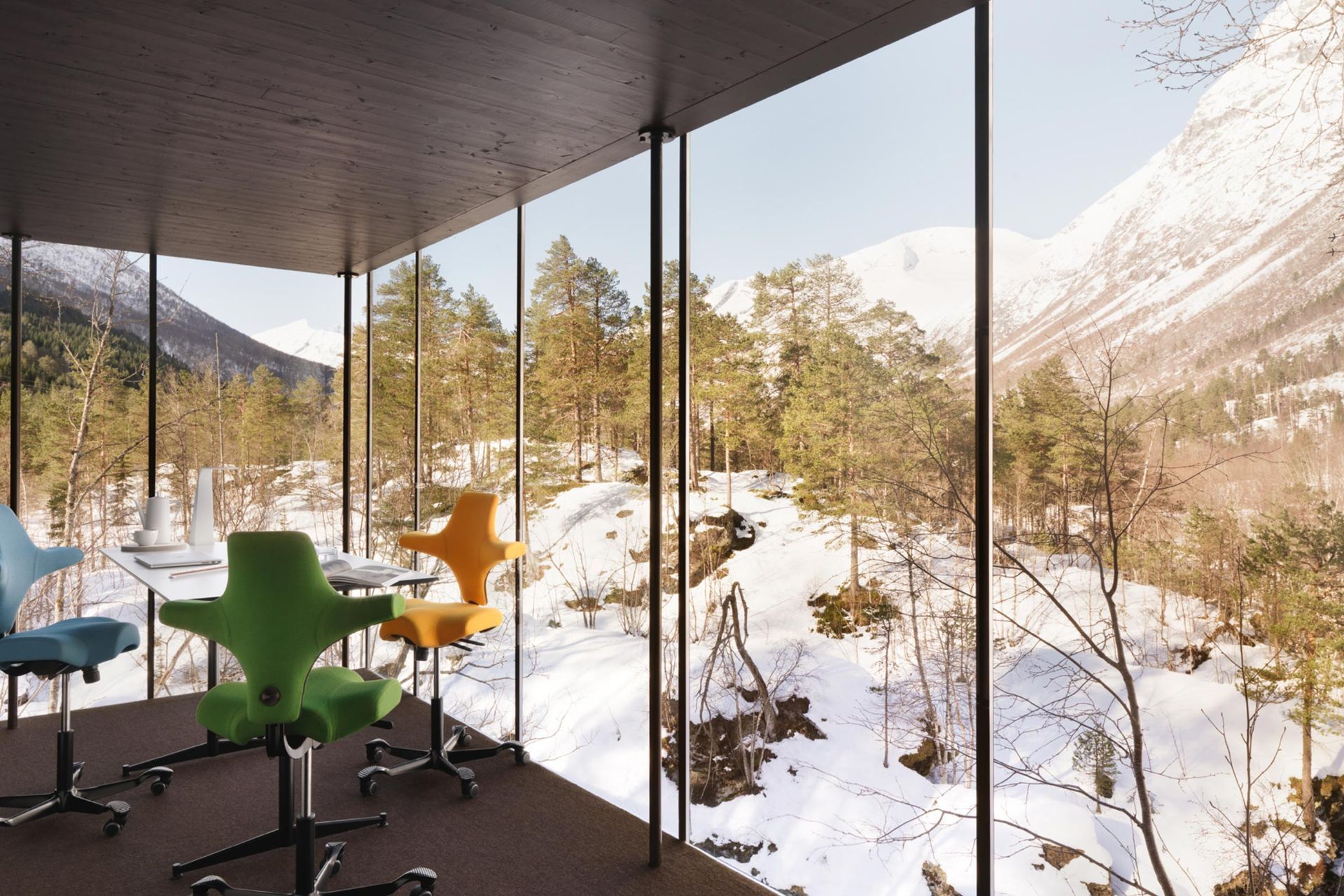 A room with a view! - the hotel where they filmed Ex Machina, featuring HÅG Capisco chairs