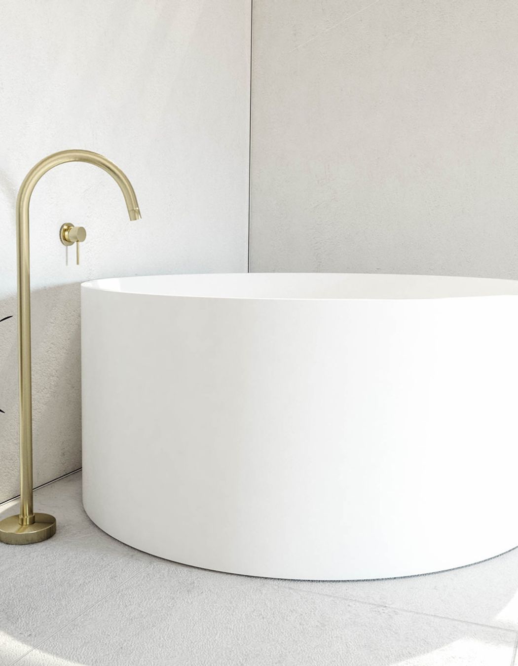 Floor mounted taps are typically paired with freestanding bathtubs for a clean, unobstructed basin edge.
