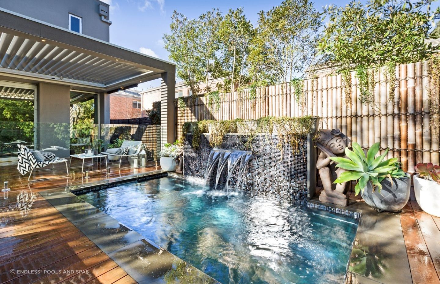 The Freestanding Jaguar Pool by Endless® Pools and Spas is designed to sit on a concrete slab, opening up an array of placement options.