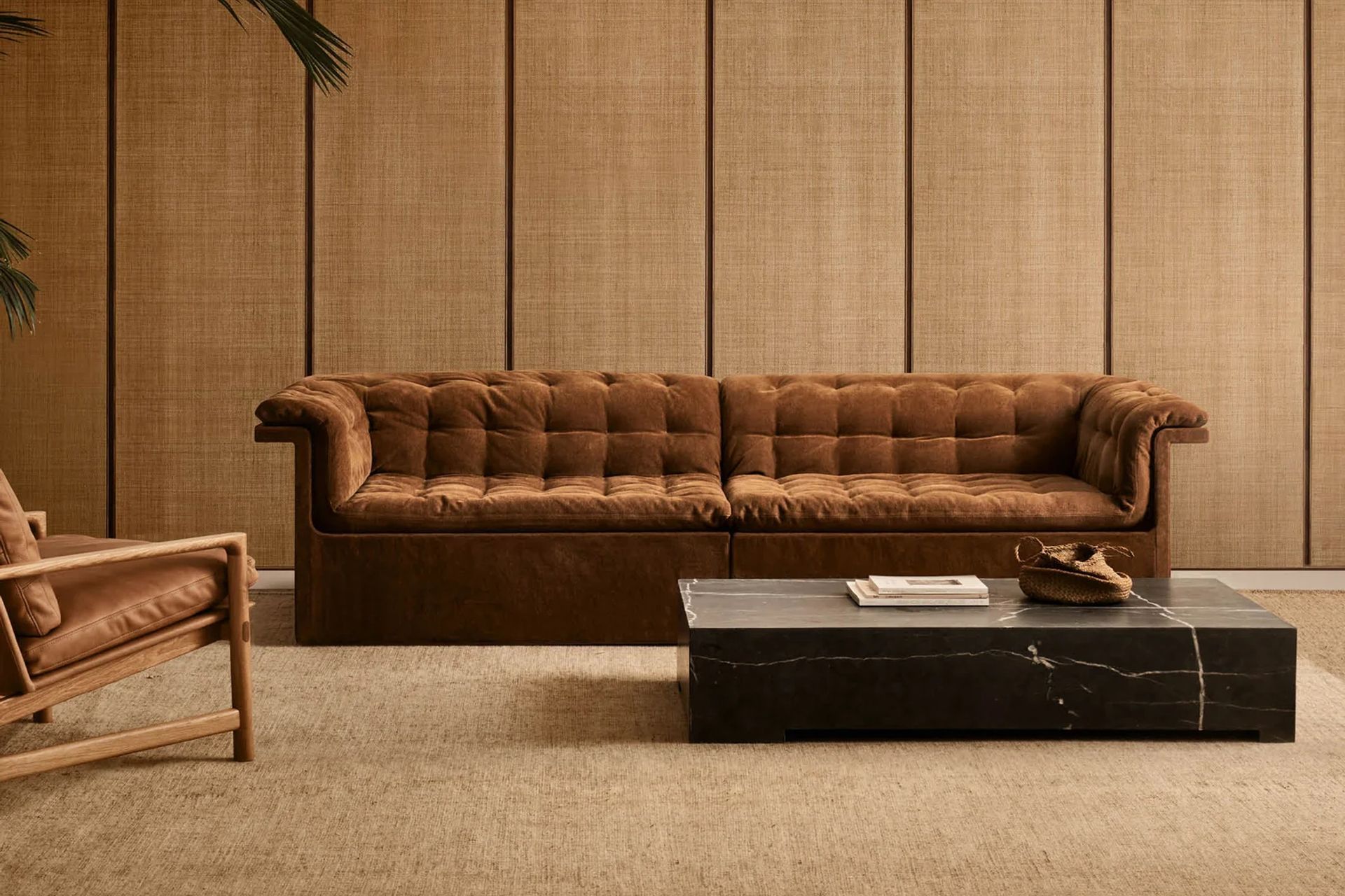 The Furrow Sofa from Dawson &amp; Co. artfully combines the Chesterfield-inspired tufted motif with a sleek, contemporary form.