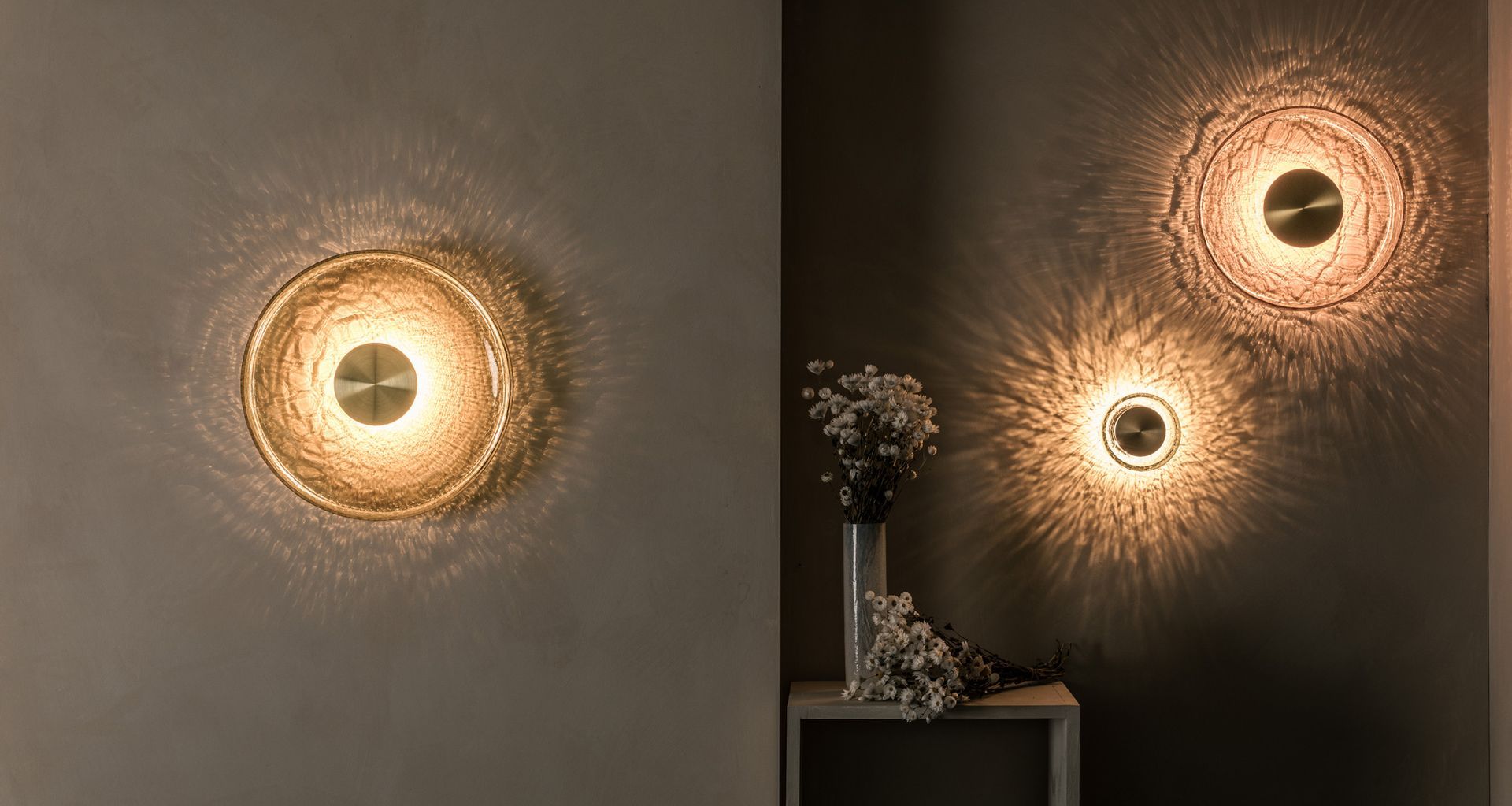 Shimmering shades of light from the sublime Greenway Crackle Wall Light by ADesignStudio.