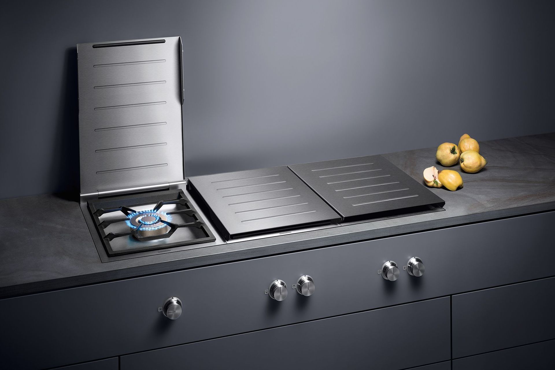 The Gaggenau Gas Wok Cooktop Vario 400 Series boasts up to 6,000 watts of power with simple and intuitive controls.