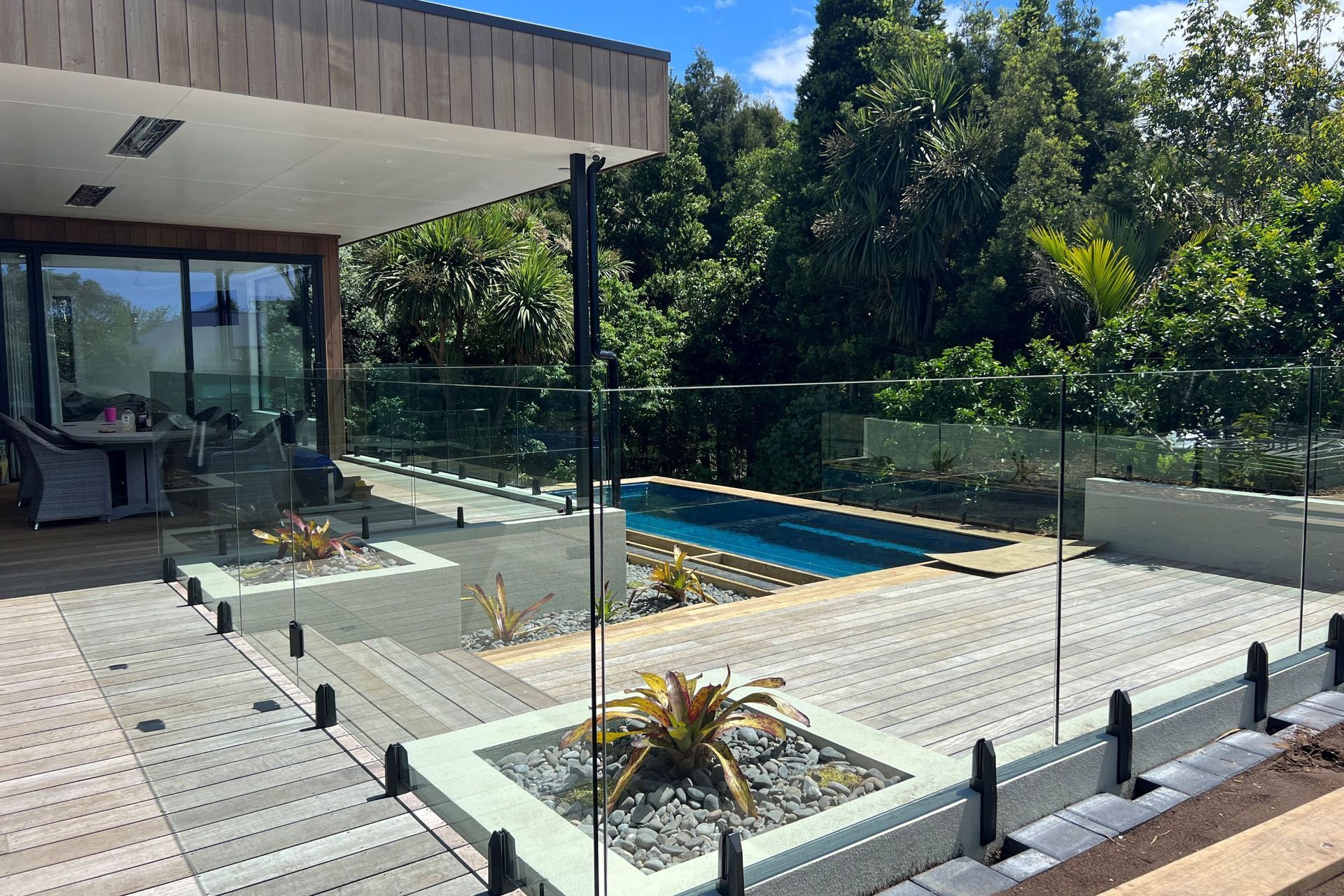 A Glass Pool Fence by Glass By Design showing the unobstructed view they provide.