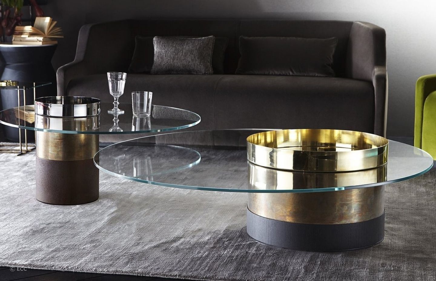 The sublime Haumea Coffee Table by Gallotti &amp; Radice creates a striking contrast with the soft floor rug beneath it.
