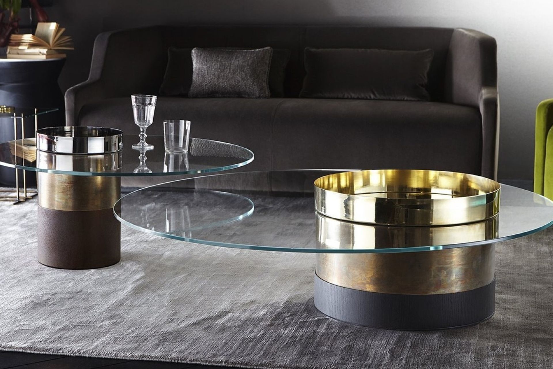 The sublime Haumea Coffee Table by Gallotti &amp; Radice creates a striking contrast with the soft floor rug beneath it.