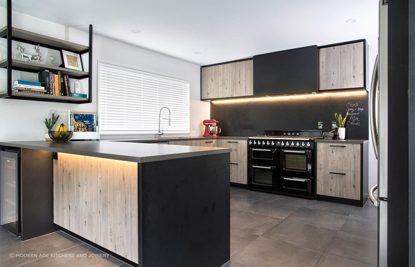 A handy and stylish chalkboard splashback in the modern Parklands Kitchen.