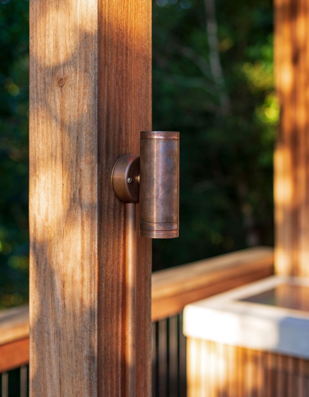 These solid brass pillar lights complement timber beams and pillars nicely.