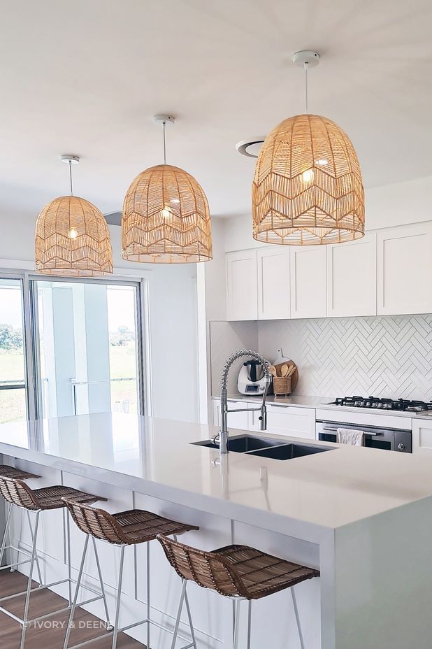 Natural Rattan Lace Pendant Light - Amalfi - 2 Sizes By Ivory &amp; Deene