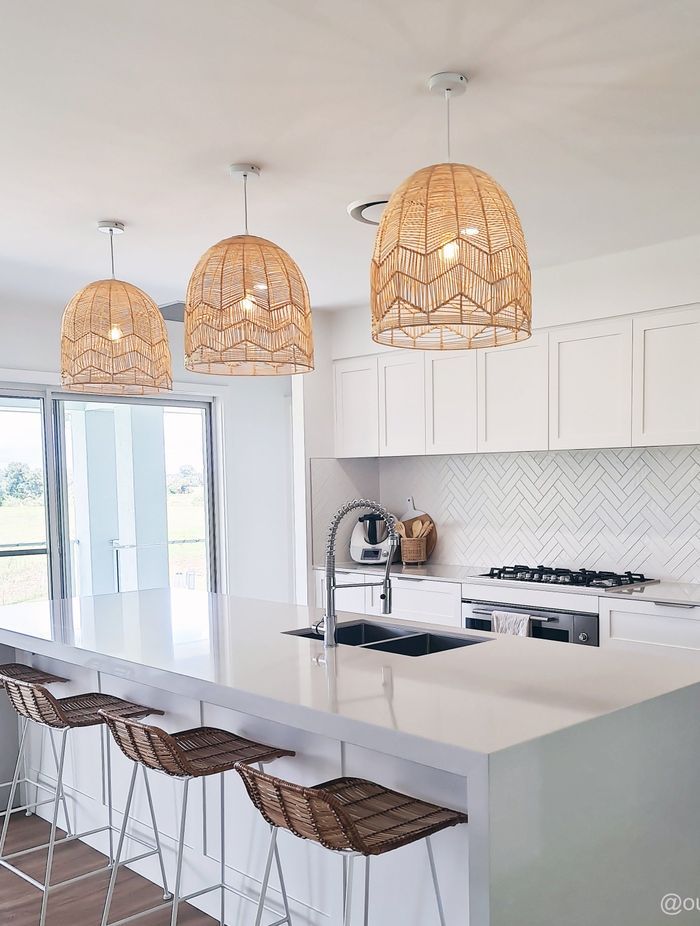 Natural Rattan Lace Pendant Light - Amalfi - 2 Sizes By Ivory &amp; Deene