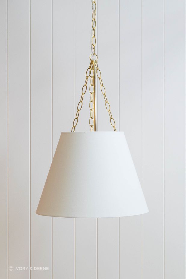 Chloe Pendant Light with Gold Hardware - White
By Ivory &amp; Deene