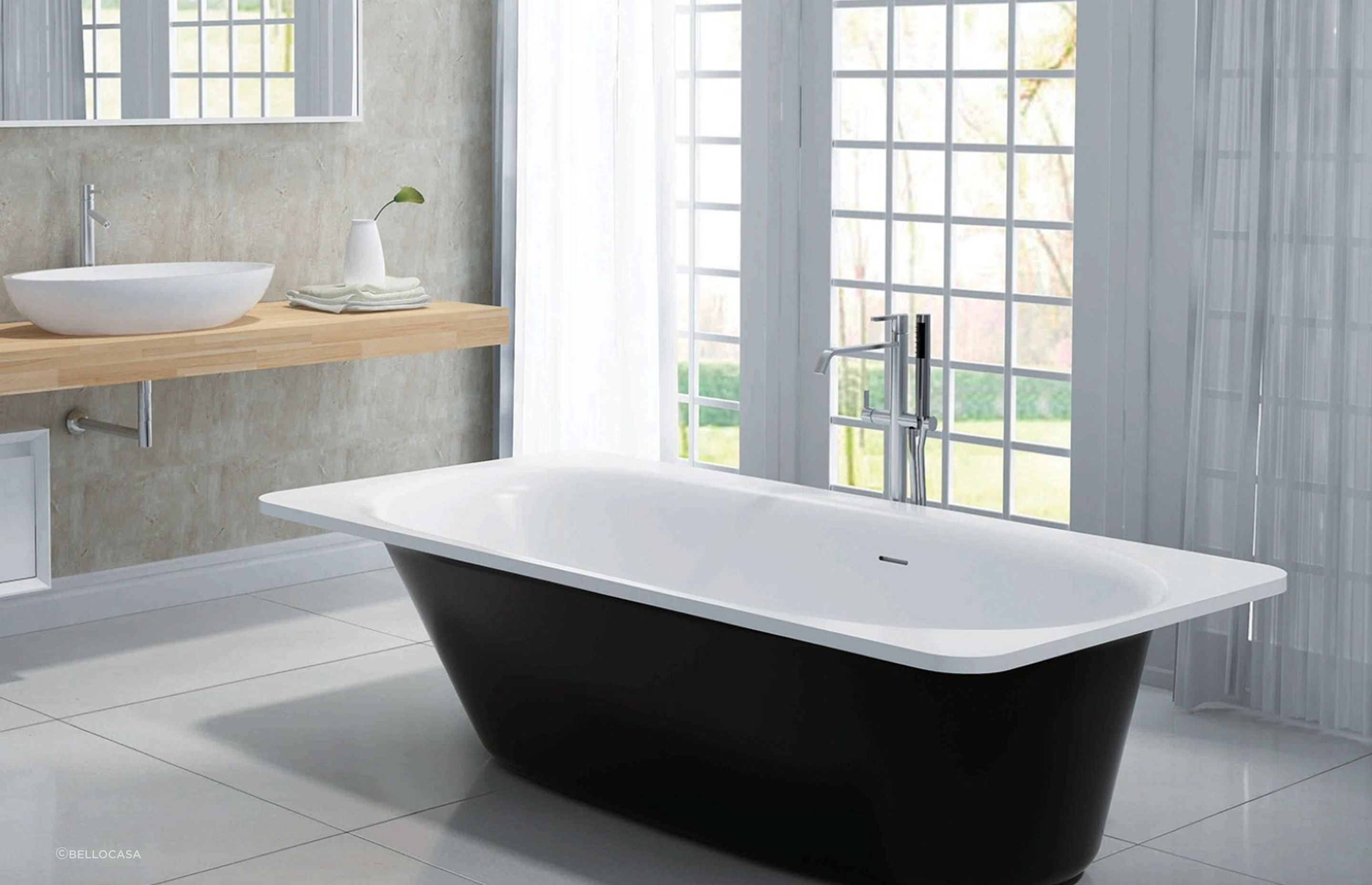 The versatile and stylish Iceland Bath by BelloCasa can be used as drop in bath or a freestanding tub.