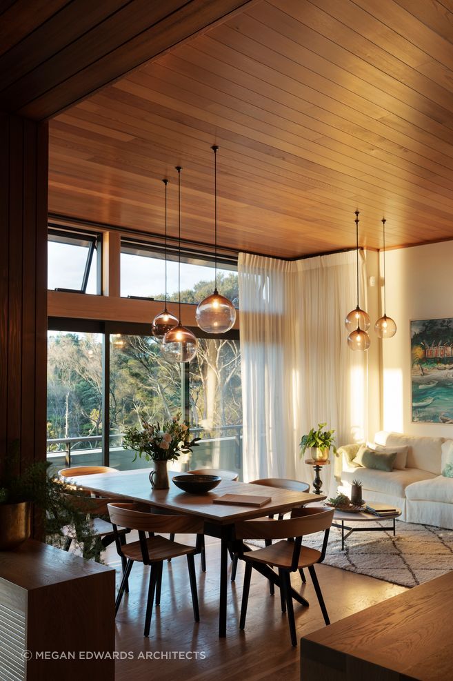 Lighting and furniture placement delineate zones at the Knoll.