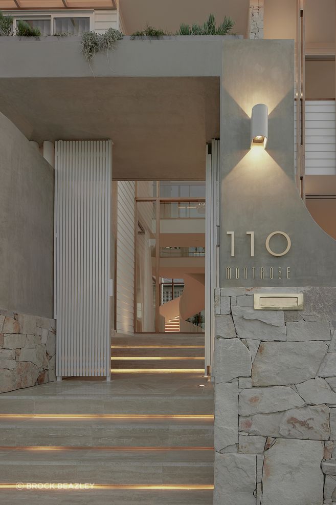 Sandstone walls cladding is an excellent way to soften the exterior of a home.