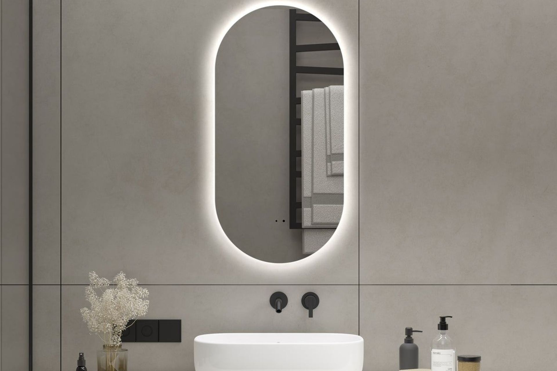 Orio Flint Frameless Oval LED Mirror | 450 | Frameless by Austpek