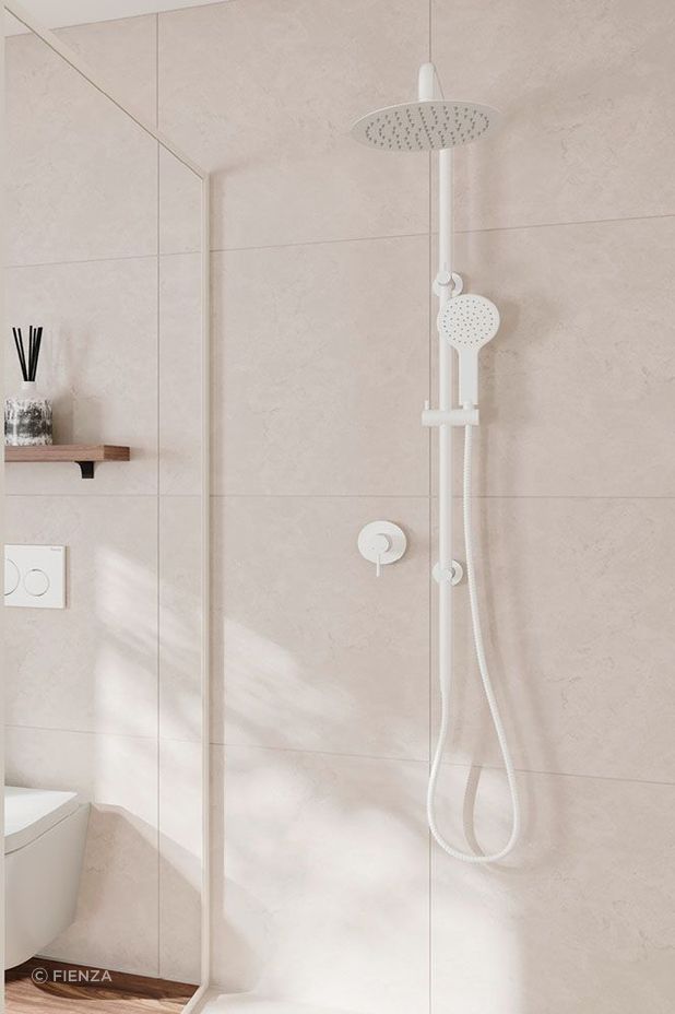 The Kaya Twin Showers shower head and slide make a great choice for a walk-in shower.