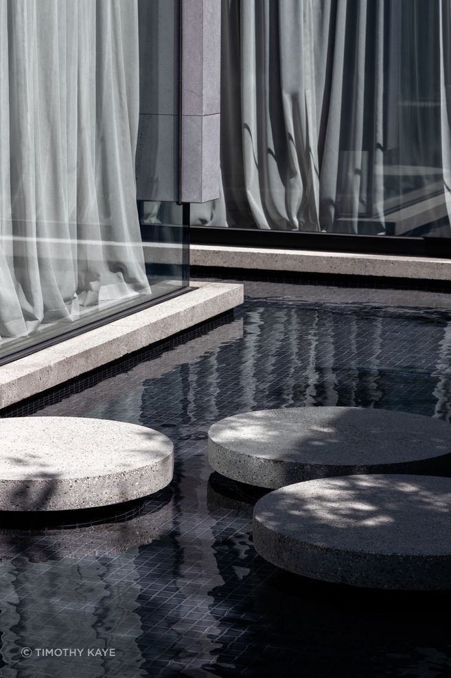 A quieter moment at Sussex Residence shows how detail, materiality and water are used to create pause within a generous family home, balancing openness with intimacy.

Architecture: mckimm