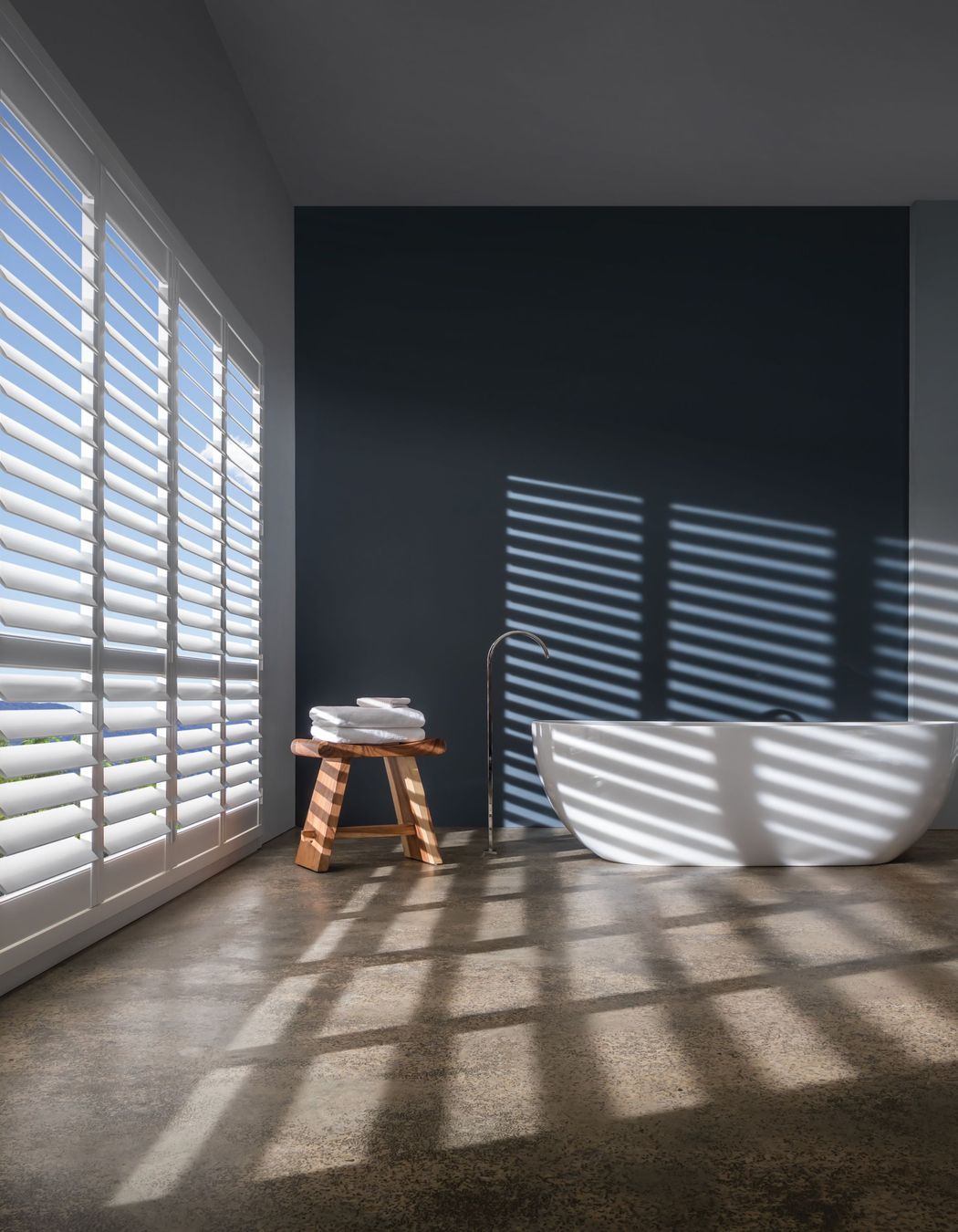 Luxaflex PolySatin® Shutters from Lahood Window Furnishings combine traditional styling with modern material finishes.