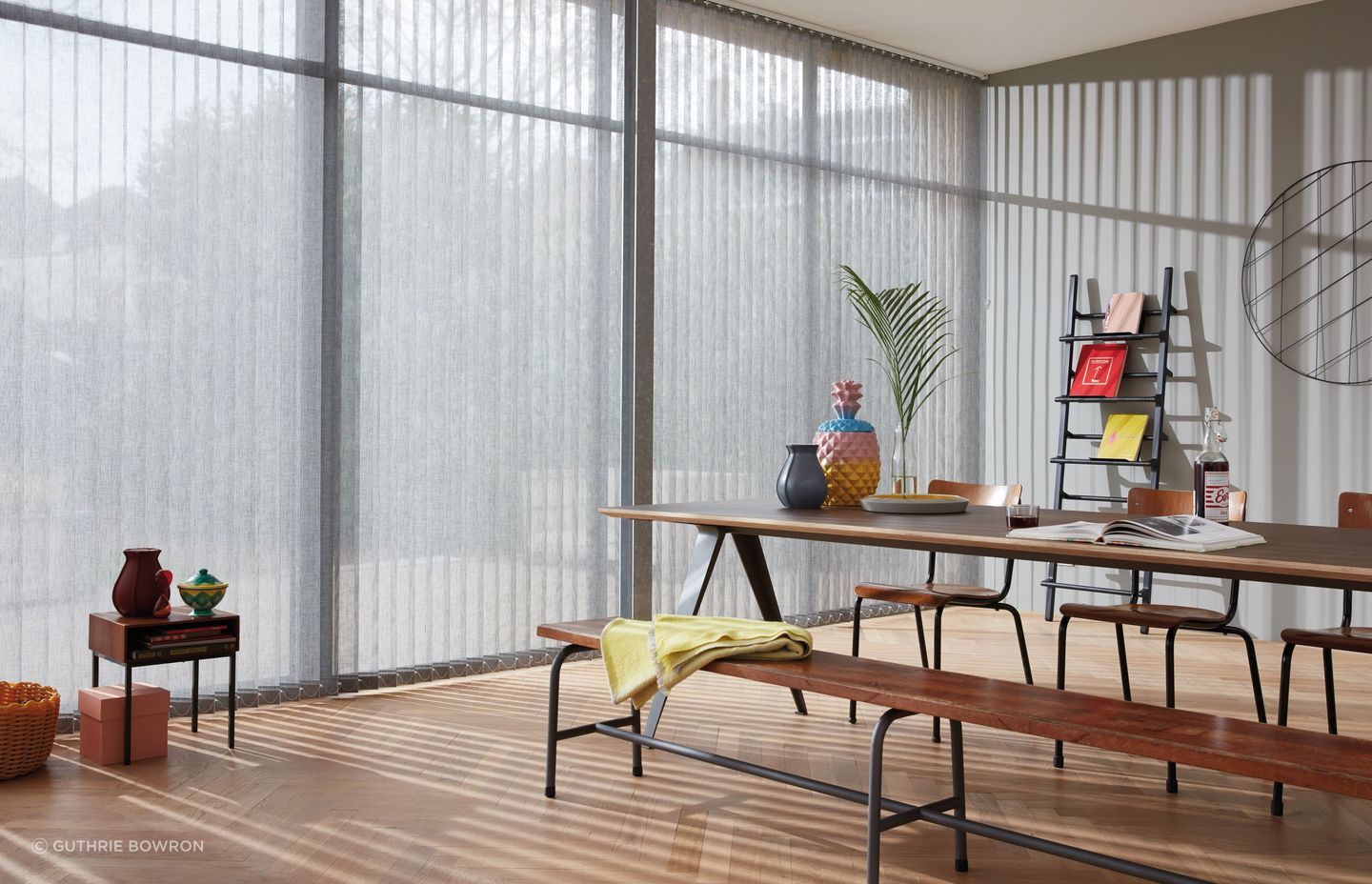 These LUXAFLEX® Light Filtering Vertical Blinds by Guthrie Bowron shows how you can infuse style into your space.