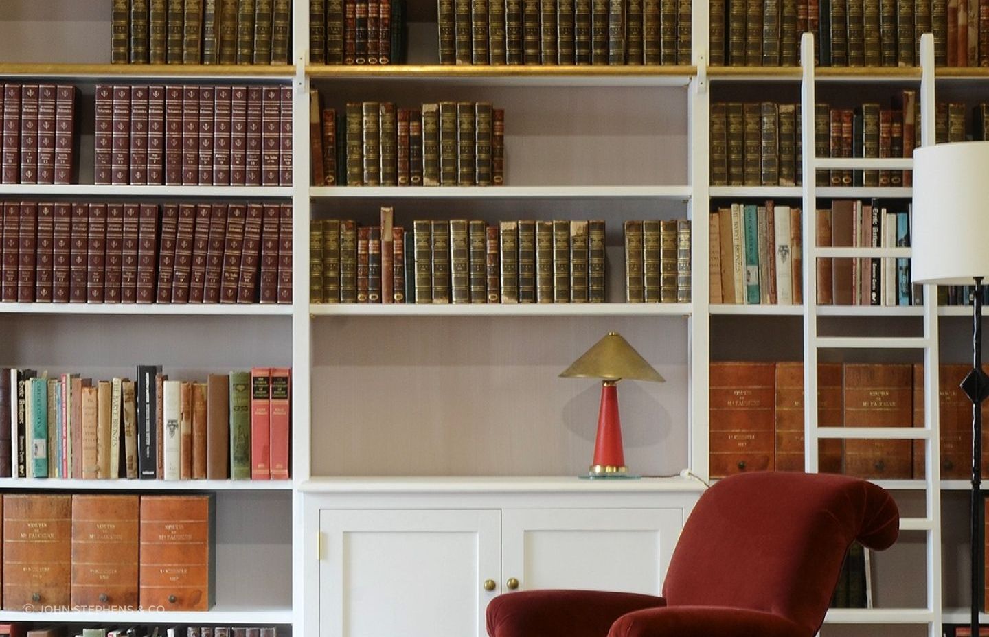 Organisation is fundamental to good styling, seen here with the Library Bookcase from John Stephens & Co.