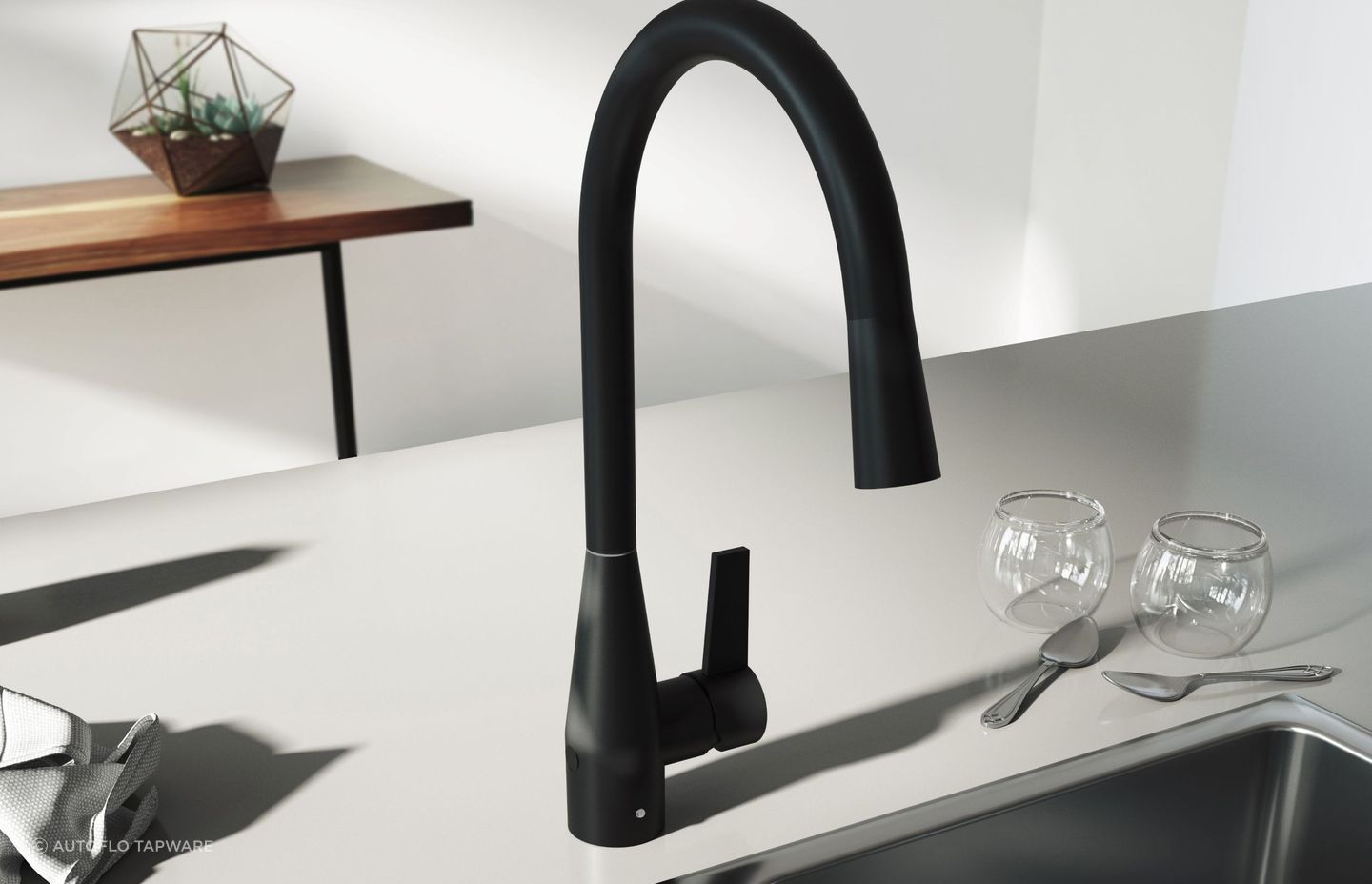Options like the Memo Sia Sensor Gooseneck Sink Mixer Tap are perfect for contemporary style homes.
