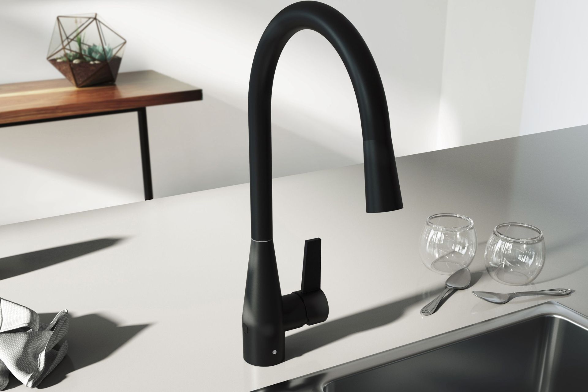 Options like the Memo Sia Sensor Gooseneck Sink Mixer Tap are perfect for contemporary style homes.