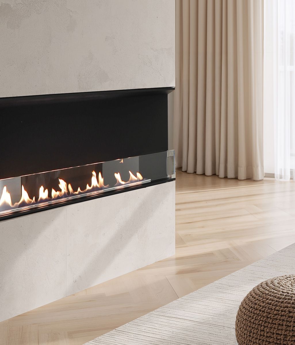The natural flame fireplace burning a path in an electric world