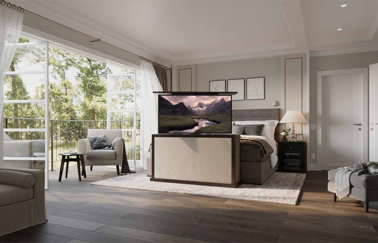 Solutions like the Nexus 21 Hidden TV Lift & Motorised Swivel are an elegant way to conceal your electronics.