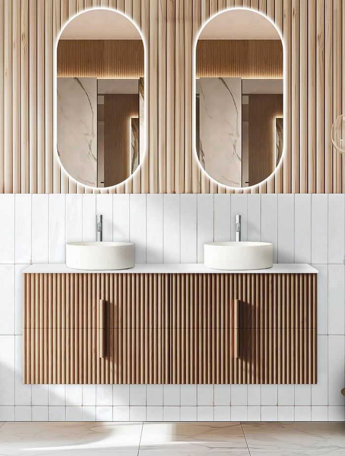 Orio Eden | Double Bowl Vanity | 1490 | Light Walnut By Austpek